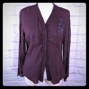 Casual Corner silk long sleeve dress shirt blouse